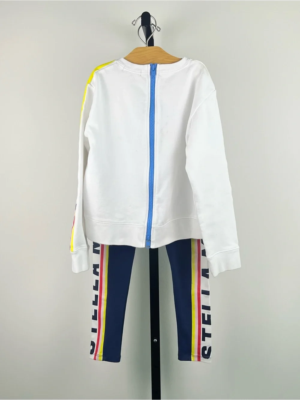 Stella McCartney Kids Girls Activewear Set, Sweater, Leggings, Top, White & Navy